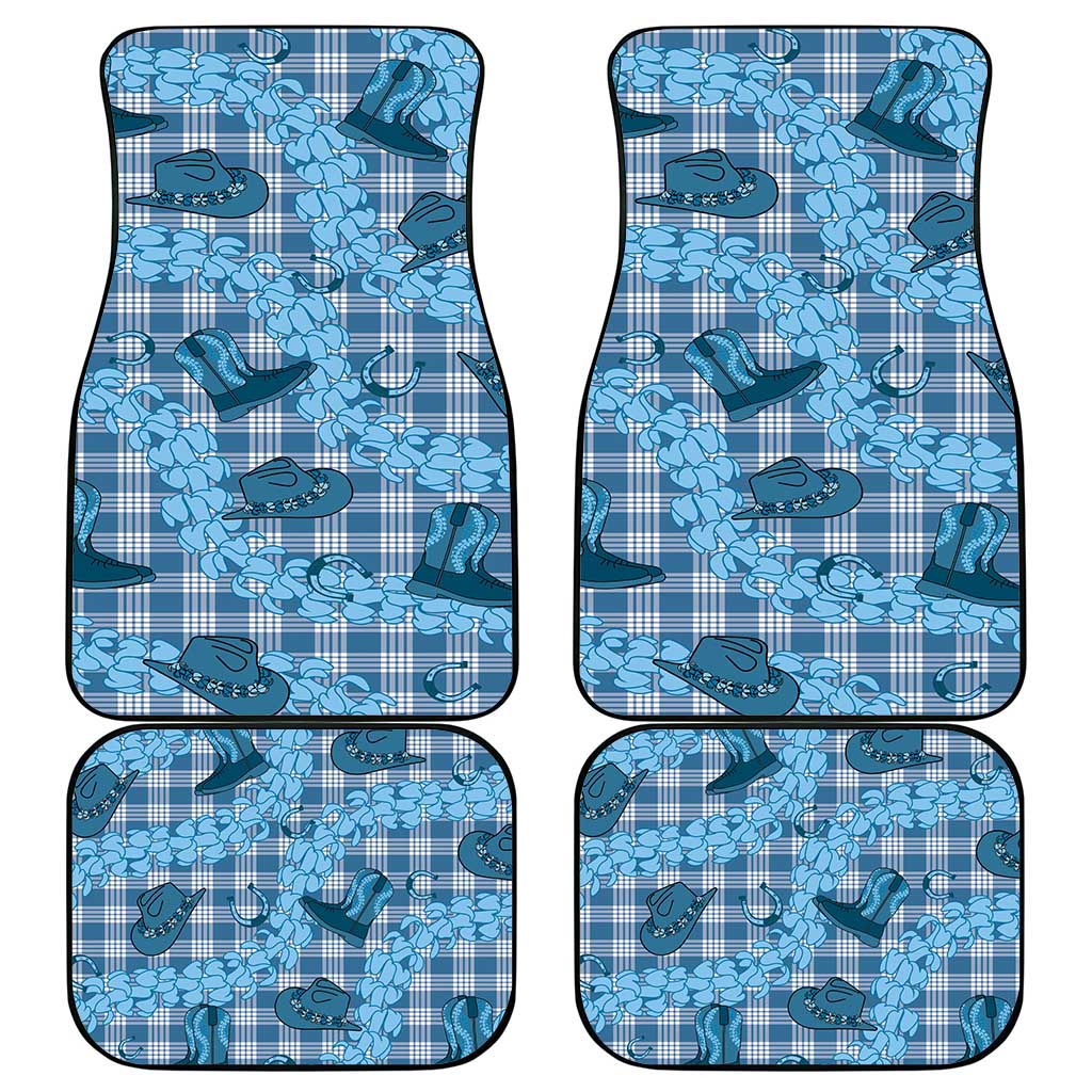 Cyan Palaka Hawaii Cowboy Car Mats Puakenikeni Lei Paniolo Papale Seamless Vibes LT14 - Polynesian Pride