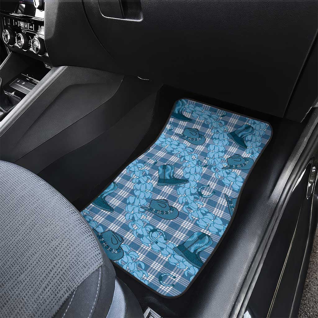 Cyan Palaka Hawaii Cowboy Car Mats Puakenikeni Lei Paniolo Papale Seamless Vibes LT14 - Polynesian Pride