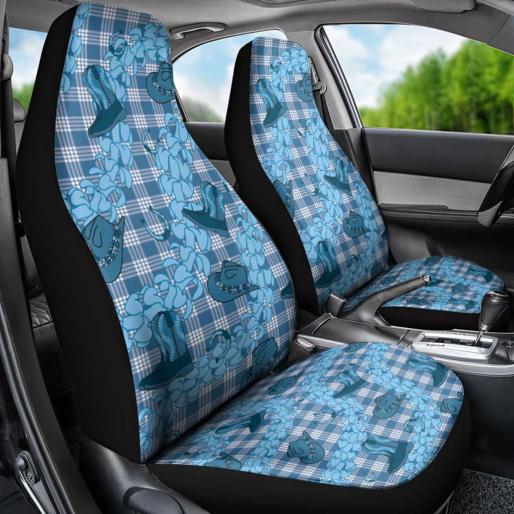 Cyan Palaka Hawaii Cowboy Car Seat Cover Puakenikeni Lei Paniolo Papale Seamless Vibes LT14 - Polynesian Pride