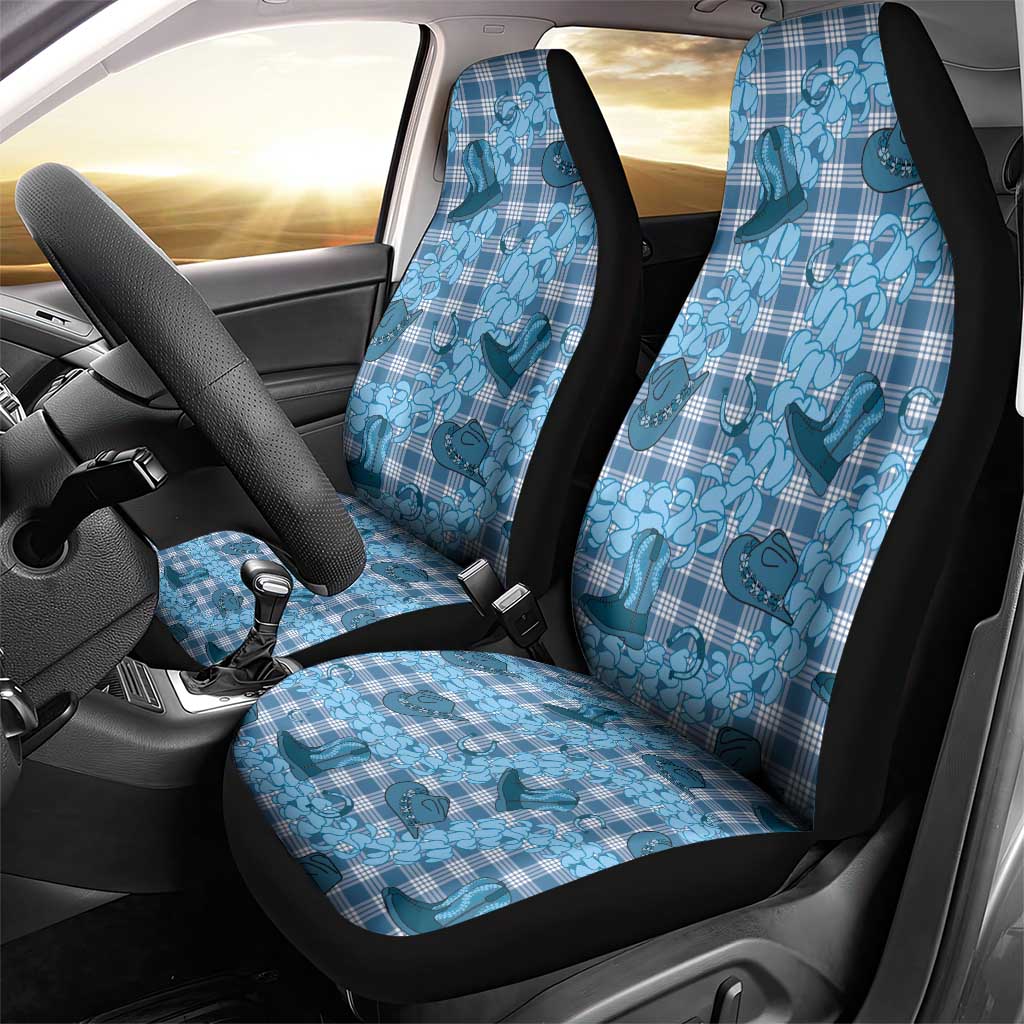 Cyan Palaka Hawaii Cowboy Car Seat Cover Puakenikeni Lei Paniolo Papale Seamless Vibes LT14 - Polynesian Pride
