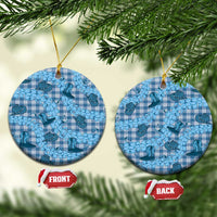Cyan Palaka Hawaii Cowboy Ceramic Ornament Puakenikeni Lei Paniolo Papale Seamless Vibes LT14 Circle Cyan - Polynesian Pride