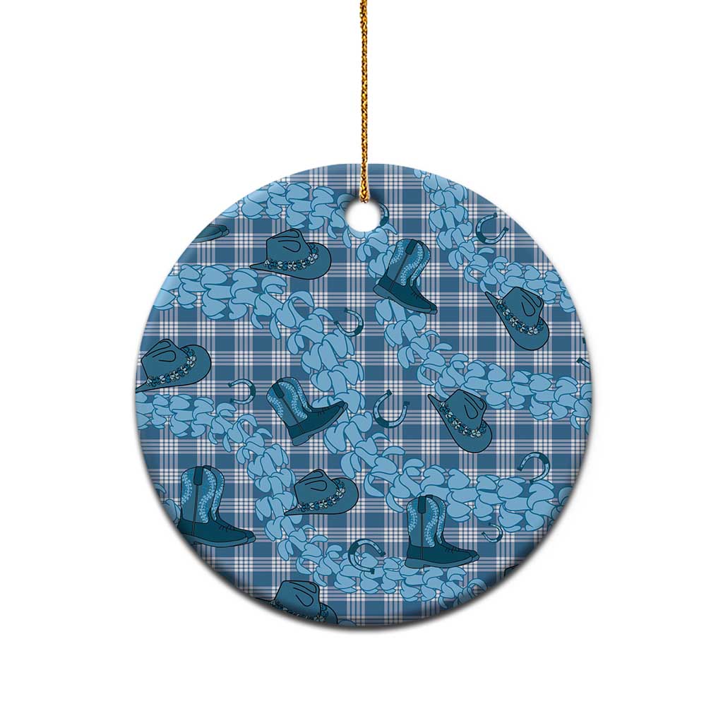 Cyan Palaka Hawaii Cowboy Ceramic Ornament Puakenikeni Lei Paniolo Papale Seamless Vibes LT14 - Polynesian Pride