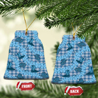 Cyan Palaka Hawaii Cowboy Ceramic Ornament Puakenikeni Lei Paniolo Papale Seamless Vibes LT14 Bell Flake Cyan - Polynesian Pride