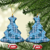 Cyan Palaka Hawaii Cowboy Ceramic Ornament Puakenikeni Lei Paniolo Papale Seamless Vibes LT14 Christmas Tree Cyan - Polynesian Pride