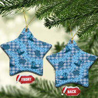 Cyan Palaka Hawaii Cowboy Ceramic Ornament Puakenikeni Lei Paniolo Papale Seamless Vibes LT14 Star Cyan - Polynesian Pride