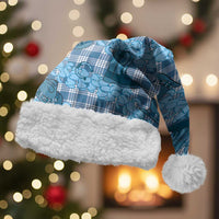 Cyan Palaka Hawaii Cowboy Christmas Santa Hat Puakenikeni Lei Paniolo Papale Seamless Vibes LT14 With Fur Cyan - Polynesian Pride
