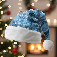 Cyan Palaka Hawaii Cowboy Christmas Santa Hat Puakenikeni Lei Paniolo Papale Seamless Vibes LT14 Without Fur Cyan - Polynesian Pride