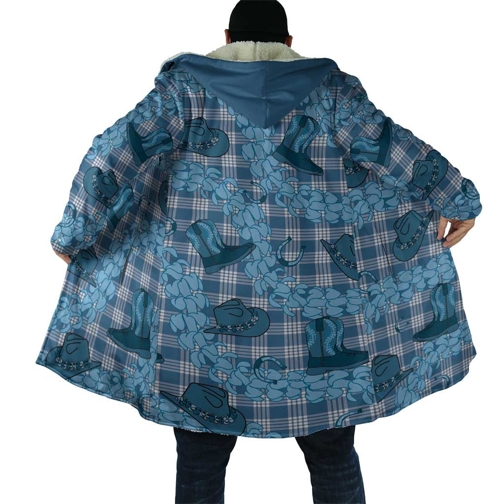 Cyan Palaka Hawaii Cowboy Cloak Puakenikeni Lei Paniolo Papale Seamless Vibes LT14 - Polynesian Pride