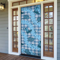 Cyan Palaka Hawaii Cowboy Door Cover Puakenikeni Lei Paniolo Papale Seamless Vibes LT14 - Polynesian Pride