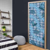 Cyan Palaka Hawaii Cowboy Door Cover Puakenikeni Lei Paniolo Papale Seamless Vibes LT14 - Polynesian Pride