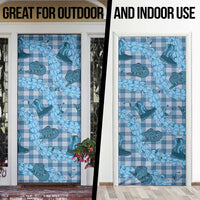 Cyan Palaka Hawaii Cowboy Door Cover Puakenikeni Lei Paniolo Papale Seamless Vibes LT14 - Polynesian Pride