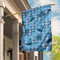 Cyan Palaka Hawaii Cowboy Garden Flag Puakenikeni Lei Paniolo Papale Seamless Vibes LT14 House Flag Cyan - Polynesian Pride