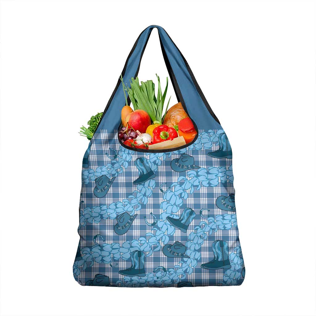 Cyan Palaka Hawaii Cowboy Grocery Bag Puakenikeni Lei Paniolo Papale Seamless Vibes LT14 1-pack One Size Cyan - Polynesian Pride