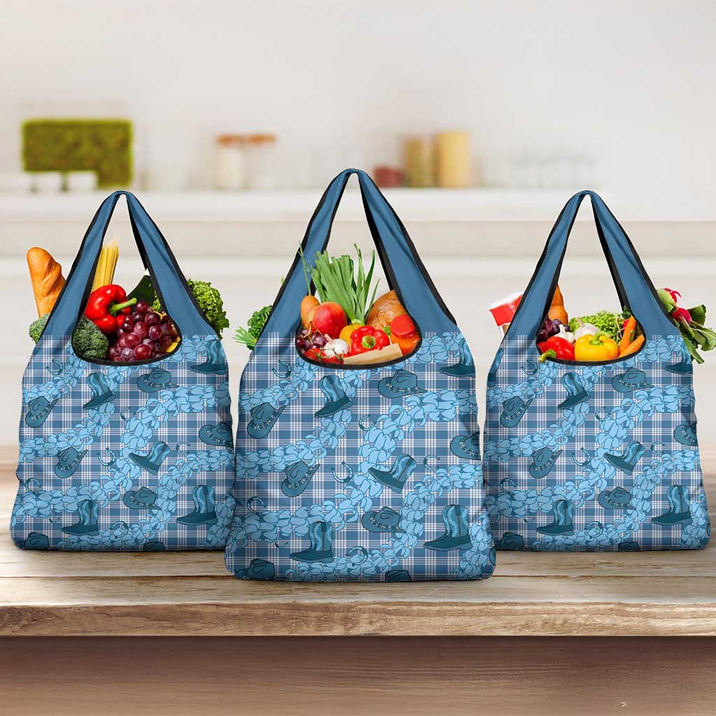 Cyan Palaka Hawaii Cowboy Grocery Bag Puakenikeni Lei Paniolo Papale Seamless Vibes LT14 3-pack One Size Cyan - Polynesian Pride