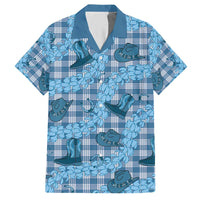 Cyan Palaka Hawaii Cowboy Hawaiian Shirt Puakenikeni Lei Paniolo Papale Seamless Vibes LT14 Cyan - Polynesian Pride