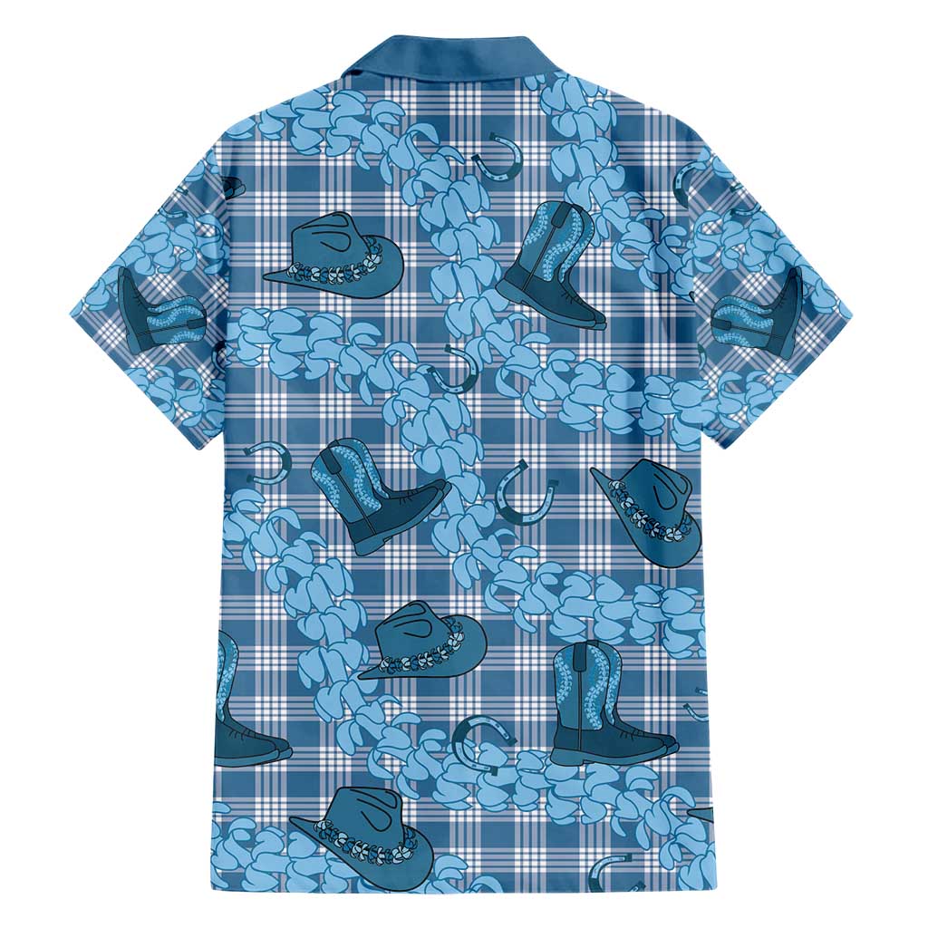 Cyan Palaka Hawaii Cowboy Hawaiian Shirt Puakenikeni Lei Paniolo Papale Seamless Vibes LT14 - Polynesian Pride