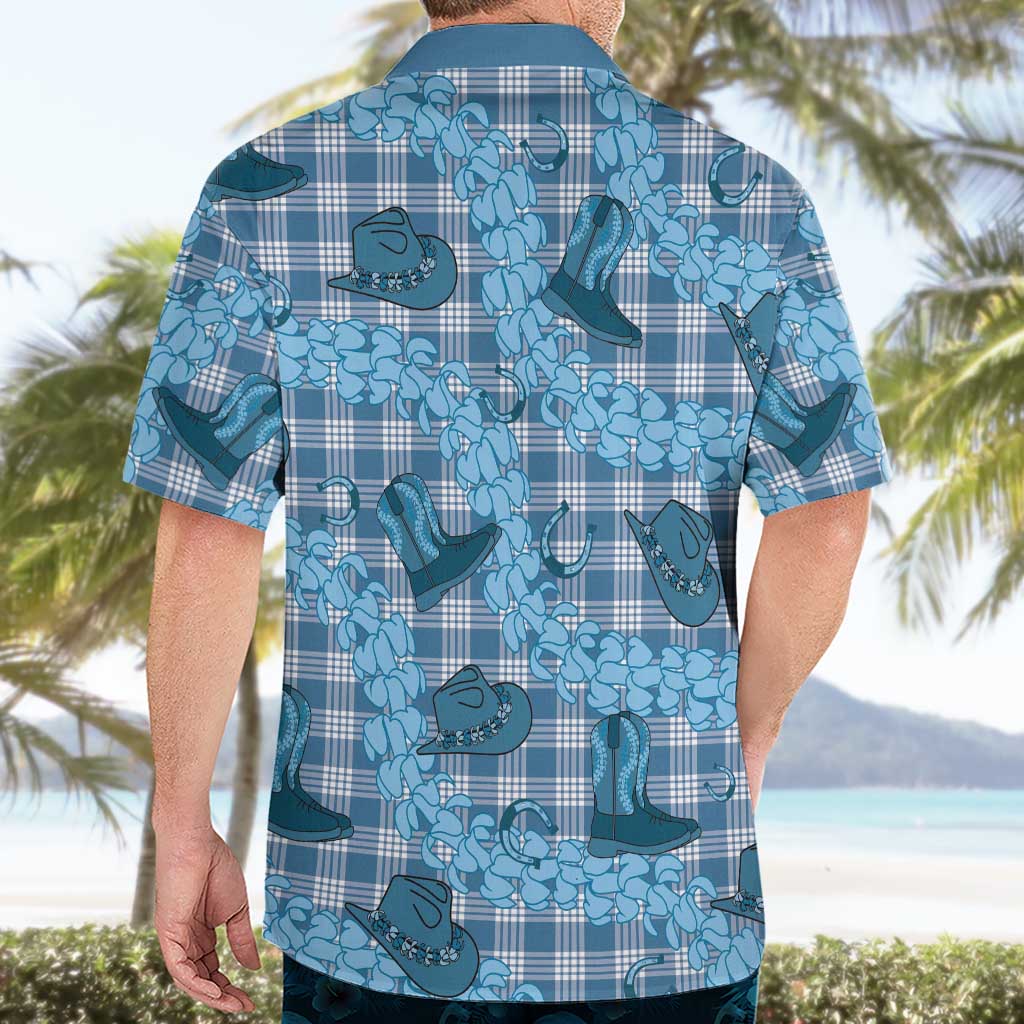 Cyan Palaka Hawaii Cowboy Hawaiian Shirt Puakenikeni Lei Paniolo Papale Seamless Vibes LT14 - Polynesian Pride