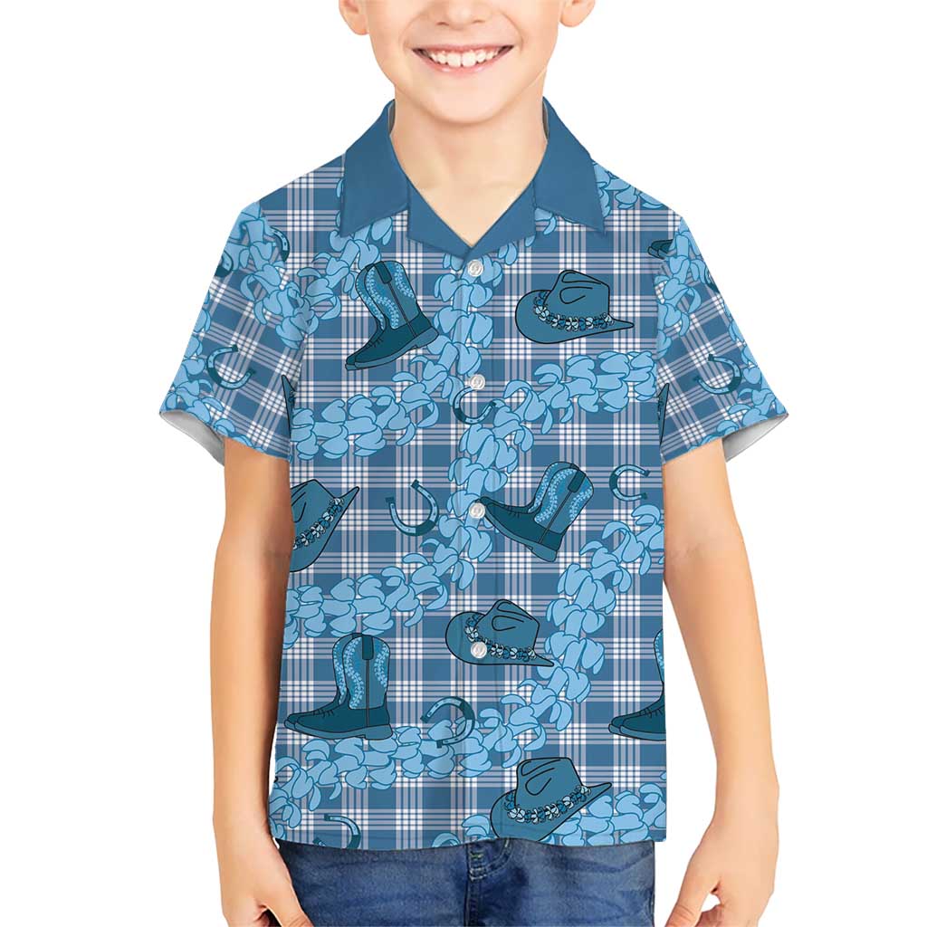 Cyan Palaka Hawaii Cowboy Hawaiian Shirt Puakenikeni Lei Paniolo Papale Seamless Vibes LT14 - Polynesian Pride