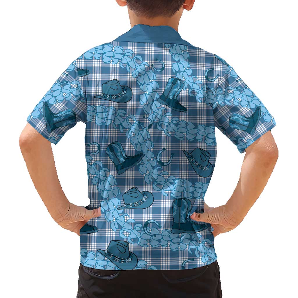 Cyan Palaka Hawaii Cowboy Hawaiian Shirt Puakenikeni Lei Paniolo Papale Seamless Vibes LT14 - Polynesian Pride