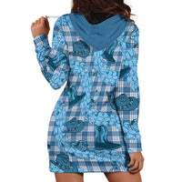 Cyan Palaka Hawaii Cowboy Hoodie Dress Puakenikeni Lei Paniolo Papale Seamless Vibes LT14 - Polynesian Pride