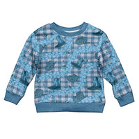 Cyan Palaka Hawaii Cowboy Kid Ugly Christmas Sweater Puakenikeni Lei Paniolo Papale Seamless Vibes LT14 Kid Cyan - Polynesian Pride