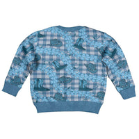 Cyan Palaka Hawaii Cowboy Kid Ugly Christmas Sweater Puakenikeni Lei Paniolo Papale Seamless Vibes LT14 - Polynesian Pride