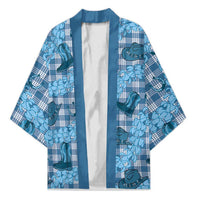 Cyan Palaka Hawaii Cowboy Kimono Puakenikeni Lei Paniolo Papale Seamless Vibes LT14 Unisex Cyan - Polynesian Pride