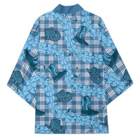 Cyan Palaka Hawaii Cowboy Kimono Puakenikeni Lei Paniolo Papale Seamless Vibes LT14 - Polynesian Pride