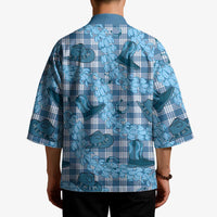Cyan Palaka Hawaii Cowboy Kimono Puakenikeni Lei Paniolo Papale Seamless Vibes LT14 - Polynesian Pride