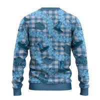 Cyan Palaka Hawaii Cowboy Ugly Christmas Sweater Puakenikeni Lei Paniolo Papale Seamless Vibes LT14 - Polynesian Pride