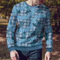 Cyan Palaka Hawaii Cowboy Ugly Christmas Sweater Puakenikeni Lei Paniolo Papale Seamless Vibes LT14 - Polynesian Pride
