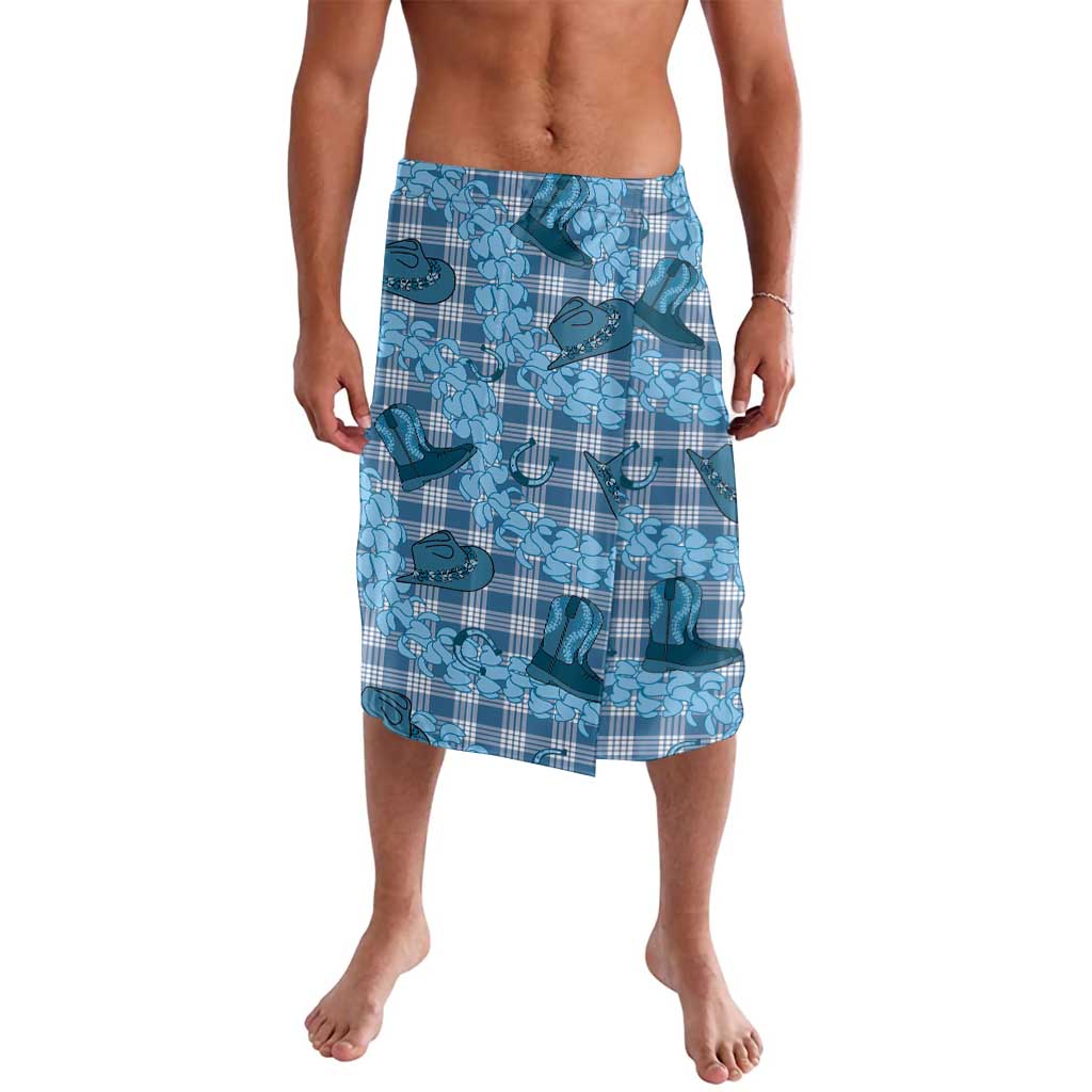 Cyan Palaka Hawaii Cowboy Lavalava Puakenikeni Lei Paniolo Papale Seamless Vibes LT14 Cyan - Polynesian Pride
