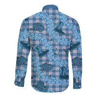 Cyan Palaka Hawaii Cowboy Long Sleeve Button Shirt Puakenikeni Lei Paniolo Papale Seamless Vibes LT14 - Polynesian Pride