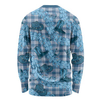 Cyan Palaka Hawaii Cowboy Long Sleeve Shirt Puakenikeni Lei Paniolo Papale Seamless Vibes LT14 - Polynesian Pride