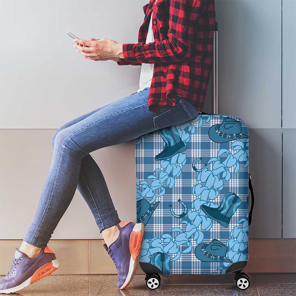 Cyan Palaka Hawaii Cowboy Luggage Cover Puakenikeni Lei Paniolo Papale Seamless Vibes LT14 - Polynesian Pride