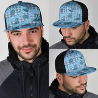 Cyan Palaka Hawaii Cowboy Mesh Trucker Cap Puakenikeni Lei Paniolo Papale Seamless Vibes LT14 - Polynesian Pride