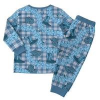 Cyan Palaka Hawaii Cowboy Christmas Pajama Set Puakenikeni Lei Paniolo Papale Seamless Vibes LT14 - Polynesian Pride