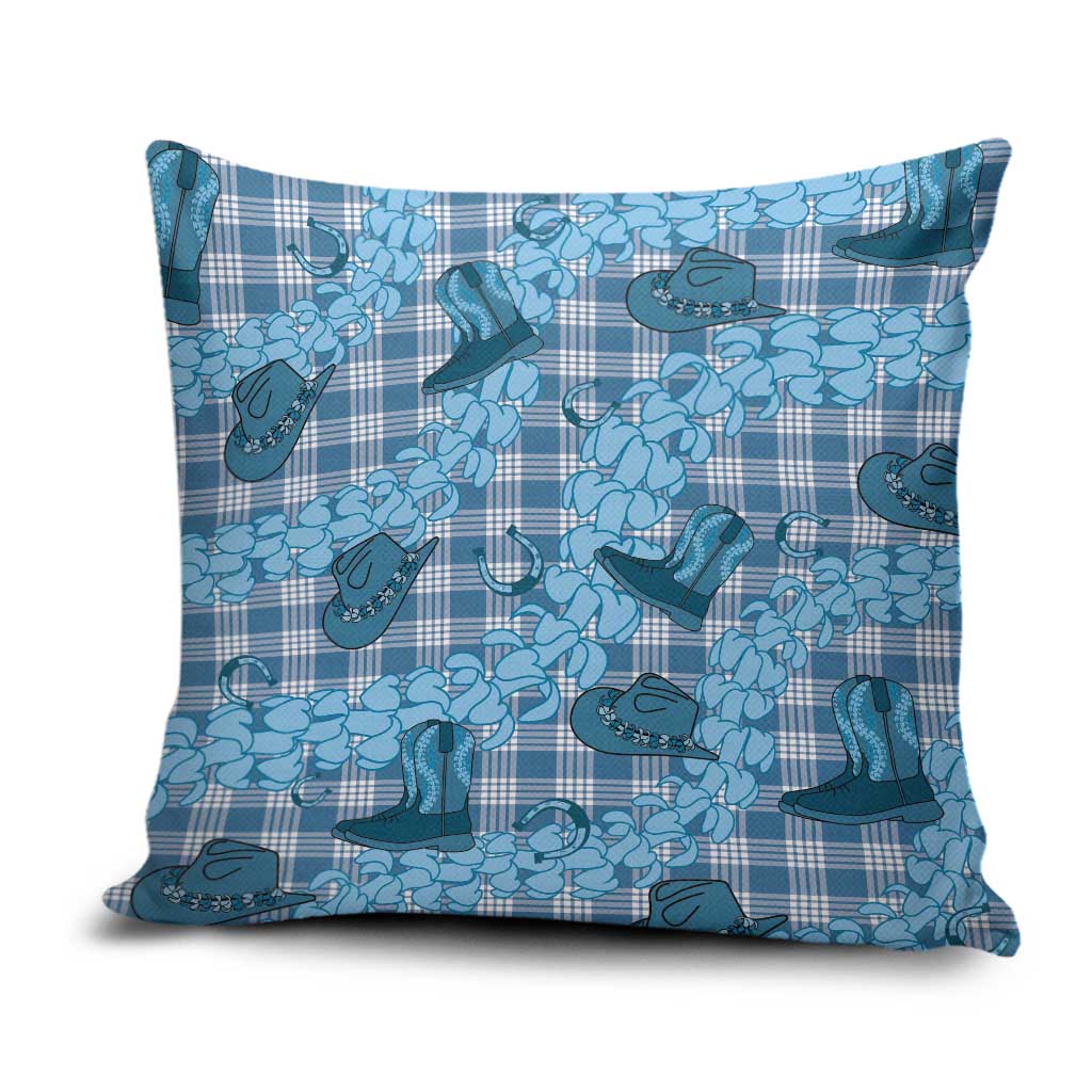 Cyan Palaka Hawaii Cowboy Pillow Cover Puakenikeni Lei Paniolo Papale Seamless Vibes LT14 Cyan - Polynesian Pride