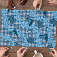 Cyan Palaka Hawaii Cowboy Puzzle Puakenikeni Lei Paniolo Papale Seamless Vibes LT14 - Polynesian Pride