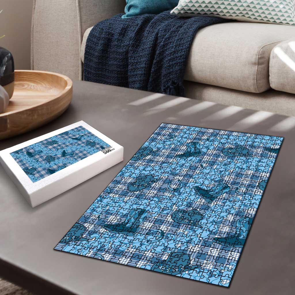 Cyan Palaka Hawaii Cowboy Puzzle Puakenikeni Lei Paniolo Papale Seamless Vibes LT14 - Polynesian Pride
