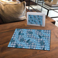 Cyan Palaka Hawaii Cowboy Puzzle Puakenikeni Lei Paniolo Papale Seamless Vibes LT14 - Polynesian Pride