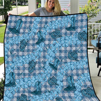 Cyan Palaka Hawaii Cowboy Quilt Puakenikeni Lei Paniolo Papale Seamless Vibes LT14 Cyan - Polynesian Pride