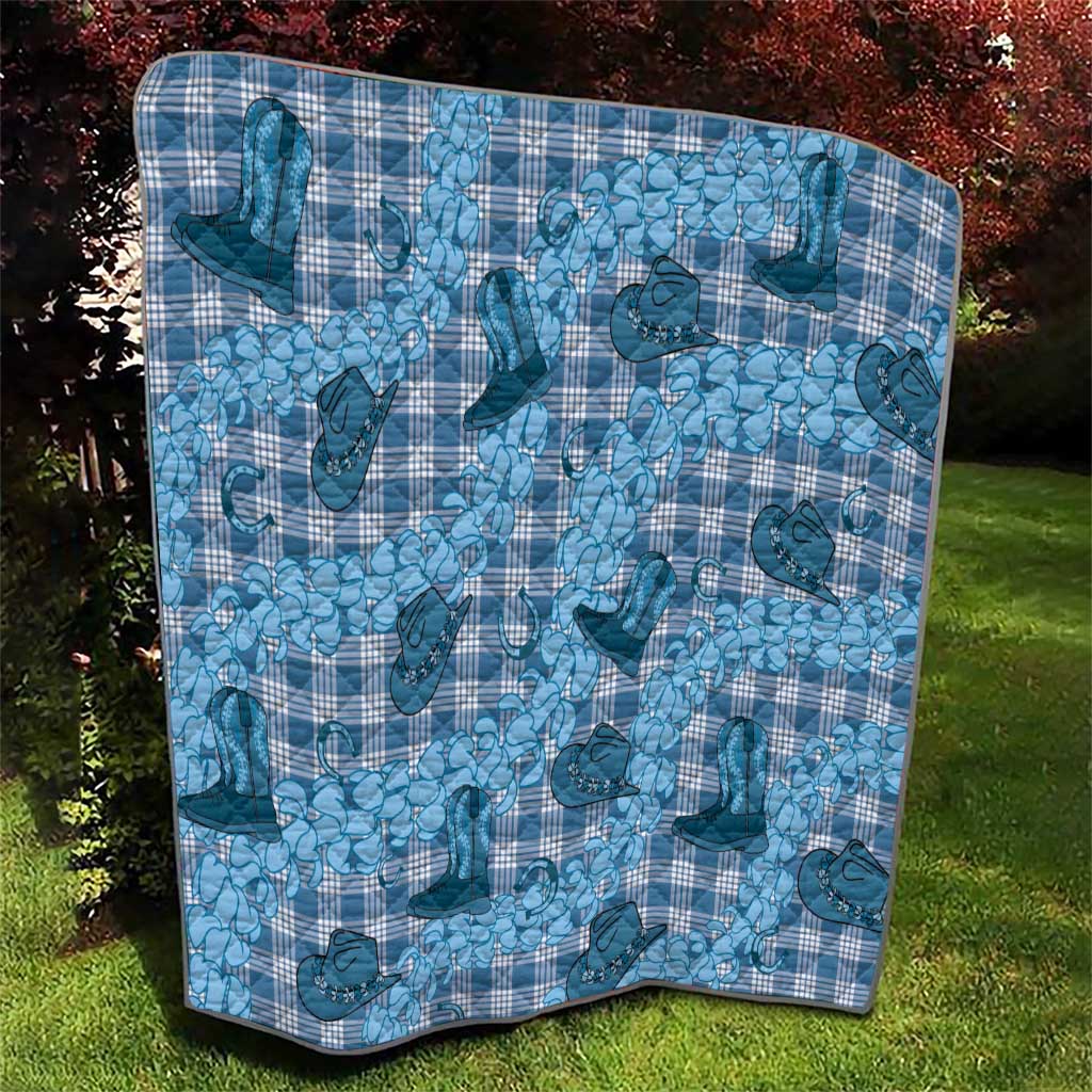 Cyan Palaka Hawaii Cowboy Quilt Puakenikeni Lei Paniolo Papale Seamless Vibes LT14 - Polynesian Pride