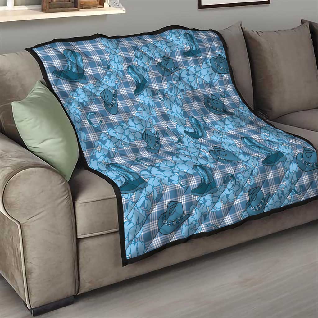 Cyan Palaka Hawaii Cowboy Quilt Puakenikeni Lei Paniolo Papale Seamless Vibes LT14 - Polynesian Pride