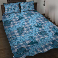 Cyan Palaka Hawaii Cowboy Quilt Bed Set Puakenikeni Lei Paniolo Papale Seamless Vibes LT14 Cyan - Polynesian Pride