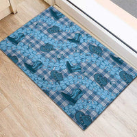 Cyan Palaka Hawaii Cowboy Rubber Doormat Puakenikeni Lei Paniolo Papale Seamless Vibes LT14 - Polynesian Pride