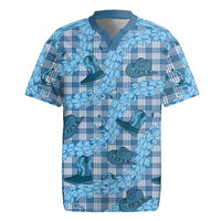 Cyan Palaka Hawaii Cowboy Rugby Jersey Puakenikeni Lei Paniolo Papale Seamless Vibes LT14 Cyan - Polynesian Pride