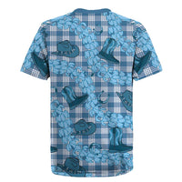 Cyan Palaka Hawaii Cowboy Rugby Jersey Puakenikeni Lei Paniolo Papale Seamless Vibes LT14 - Polynesian Pride