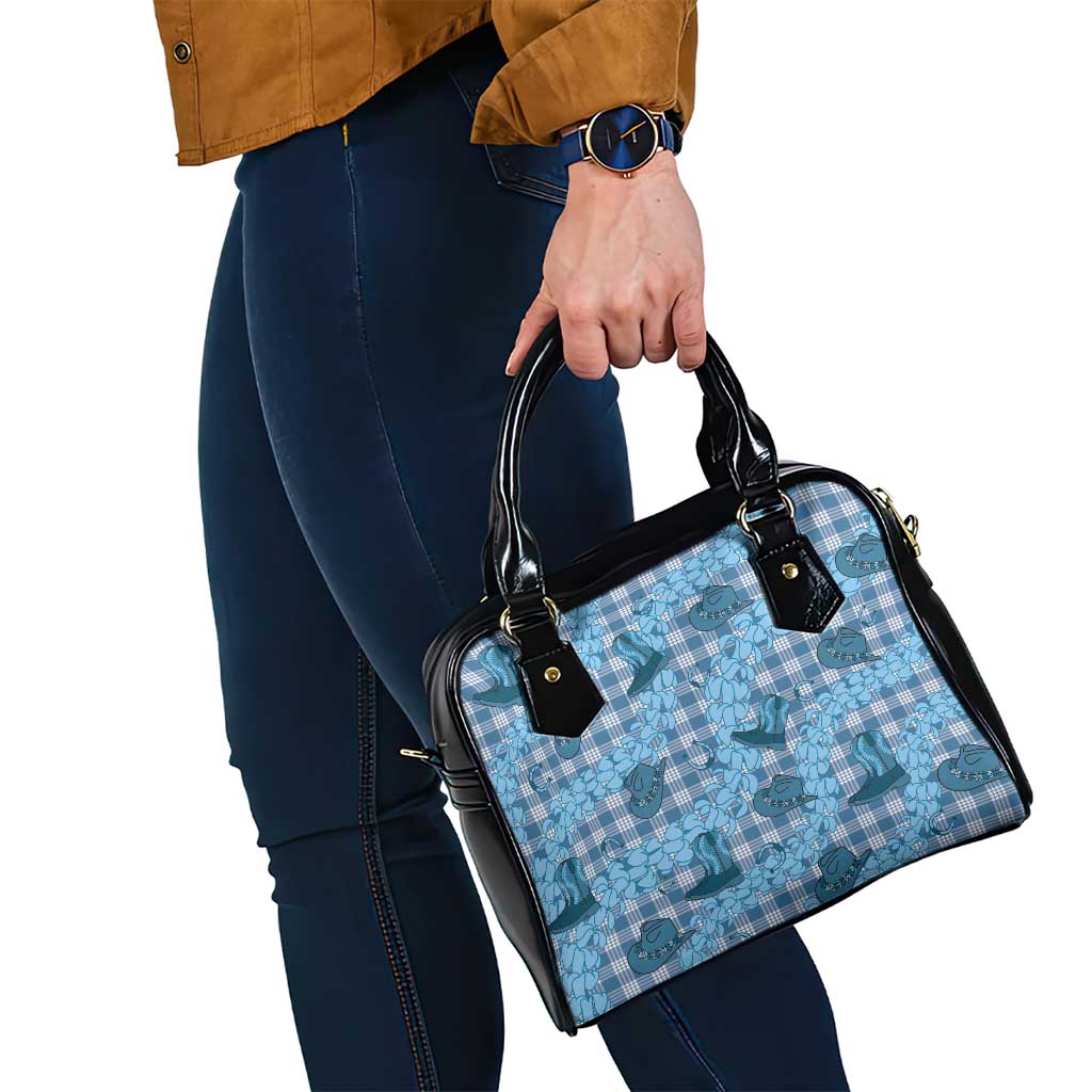 Cyan Palaka Hawaii Cowboy Shoulder Handbag Puakenikeni Lei Paniolo Papale Seamless Vibes LT14 - Polynesian Pride