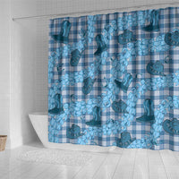 Cyan Palaka Hawaii Cowboy Shower Curtain Puakenikeni Lei Paniolo Papale Seamless Vibes LT14 - Polynesian Pride